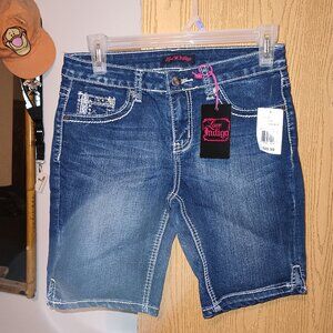 NEW Girl's Love Indigo Jeans Shorts Dark Blue Size 14
